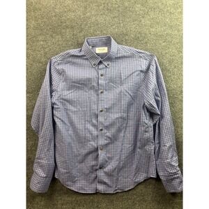 Twillory Button Down Shirt Mens M-L Blue Check Tailored Fit Untuckable LS